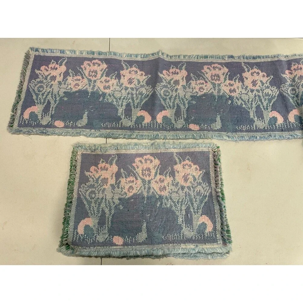 Vintage Park B.Smith Bunnies & Tulips Set 4 Placemats/runner Tapestry